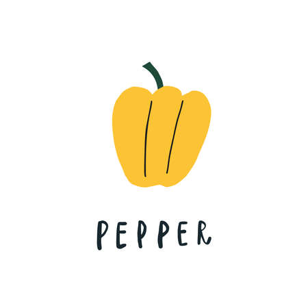 Vector simplified pepper drawing, handwritten wordのイラスト素材