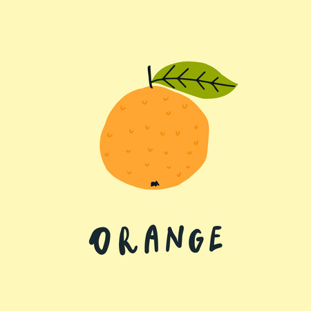 Vector simplified orange drawing, handwritten wordのイラスト素材