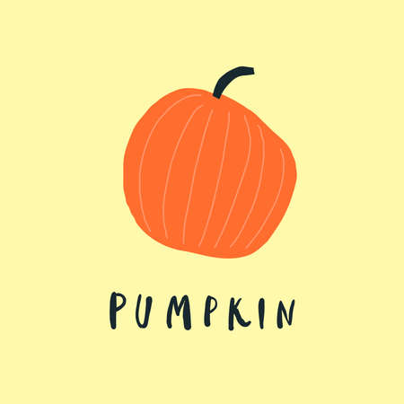 Vector simplified pumpkin drawing, handwritten wordのイラスト素材