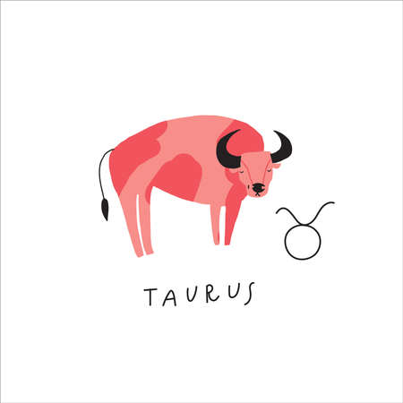 Taurus zodiac sign icon. Stylized vector drawingのイラスト素材