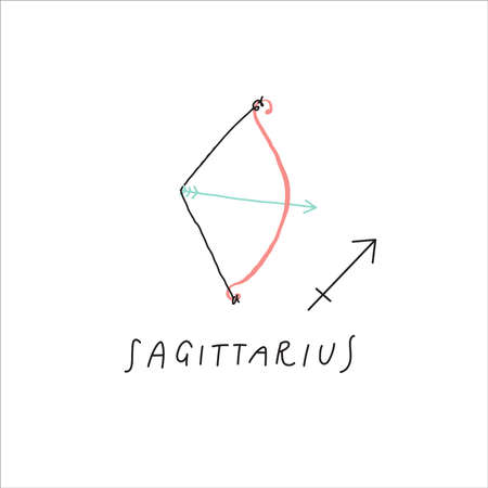Sagittarius zodiac sign icon. Stylized vector drawingのイラスト素材