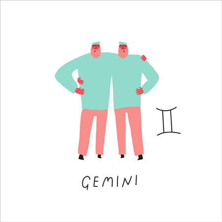 Gemini zodiac sign icon. Vector twins menのイラスト素材