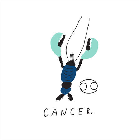 Cancer zodiac sign icon. Stylized vector drawingのイラスト素材