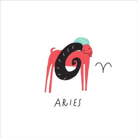 Aries zodiac sign icon. Stylized vector drawingのイラスト素材