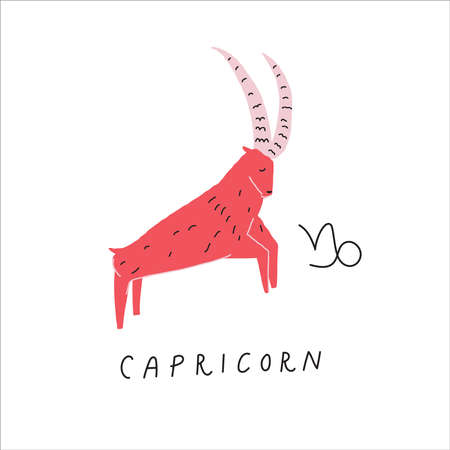 Capricorn zodiac sign icon. Stylized vector drawingのイラスト素材