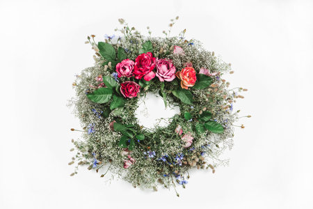 Beautiful flowers wreath compositionの写真素材