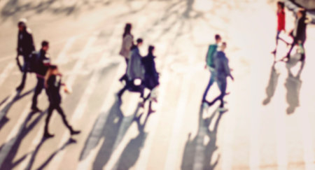 pedestrian on zebra in motion blur
