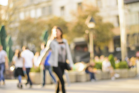 blur abstract people background with defocused lightsの写真素材