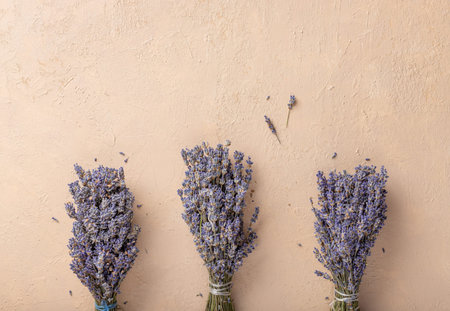 three bunches of dried lavender