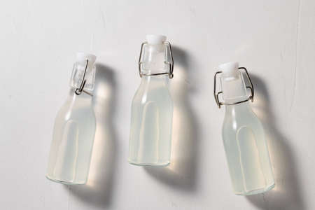 infused water, detox drink, in reusable bottlesの写真素材