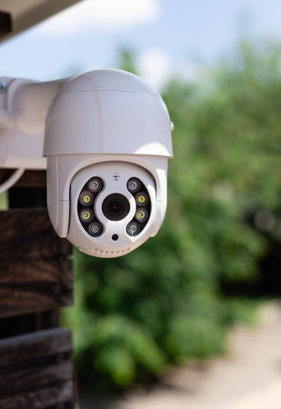 IP CCTV wifi surveillance camera on backyard