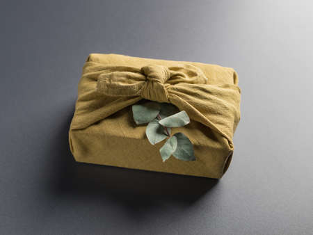 linen cloth gift wrap. furoshiki giftの写真素材