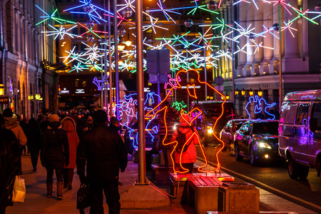 Evening Moscow, capital of Russia before the New year and Orthodox Christmas.のeditorial素材