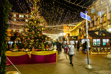 Evening Moscow, capital of Russia before the New year and Orthodox Christmas.のeditorial素材