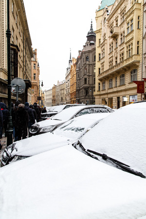 Heavy snowfall in Prague.のeditorial素材