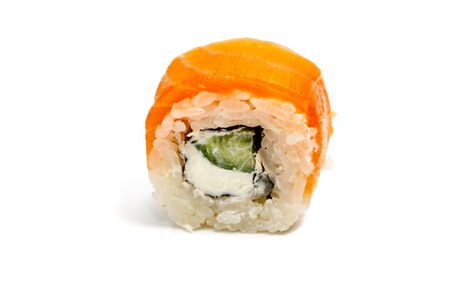 Roll with salmon and Philadelphia. Insulated.の写真素材
