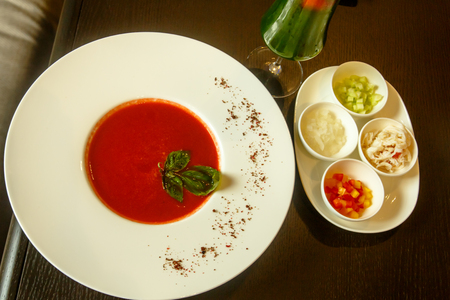 Cold soup - gazpacho.の写真素材