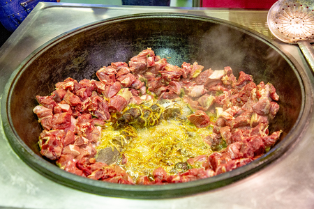 Pilaf is a Traditional dish from Central Asia, cooked from rice with lamb.の写真素材