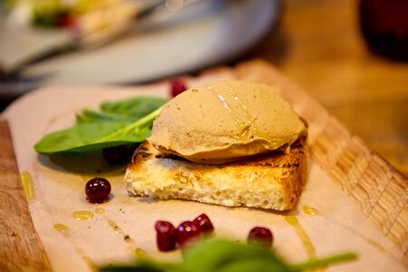 Pate is on a slice of breadの写真素材