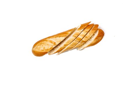 Mini baguette lying on a white isolatedの写真素材