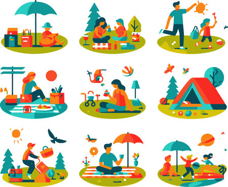 Vector illustration of happy Indian family celebrating New Year in flat style.の素材