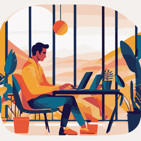 Happy young woman dancing at party with confetti. Vector illustration.の素材