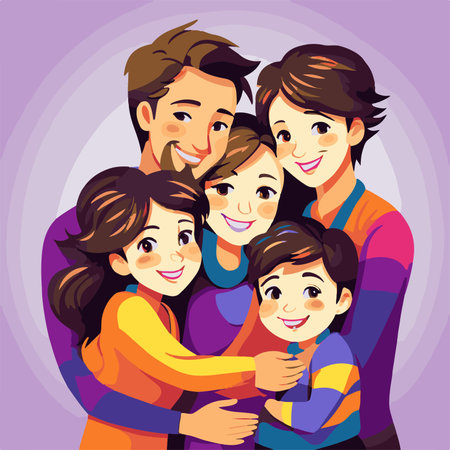 Happy family. Mother, father, son and daughter. Vector illustrationの素材