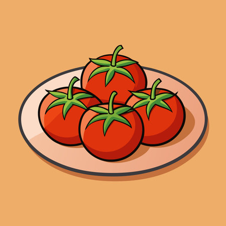 tomato design over orange background, vector illustration.の素材