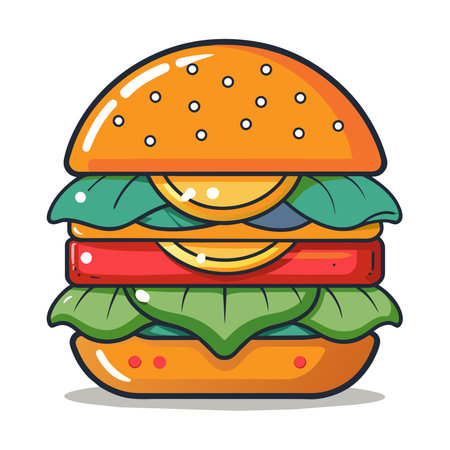Hamburger character fast food restaurant menu vector illustrationの素材