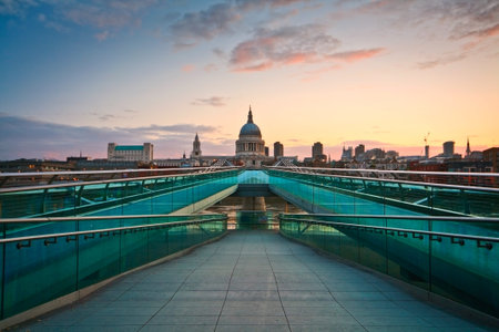 St  Paul s cathedral and Millennium bridge, London