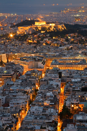 Acropolis as seen from Likabetus Hill, Athens の写真素材