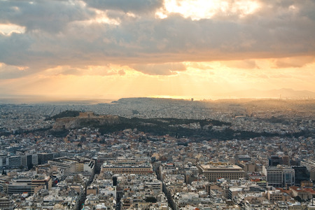 Acropolis as seen from Lycabettus hill, Athens, Greece.の写真素材
