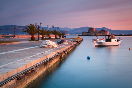 Pier in Nafplio harbour in Peloponnese, Greece.の写真素材