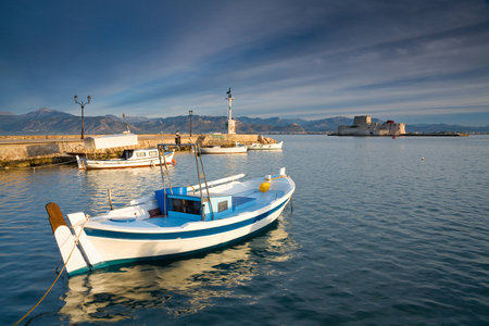 Nafplio harbour early in the morning, Greece.のeditorial素材