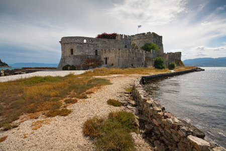 Bourtzi castle in Argolikos Bay, Peloponnese, Greece.のeditorial素材