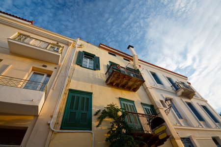 Buildings in the old town of Nafplio, Greece.のeditorial素材