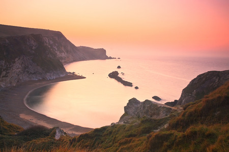 Morning on the cliffs of Jurassic coast in Dorset, UK.の写真素材