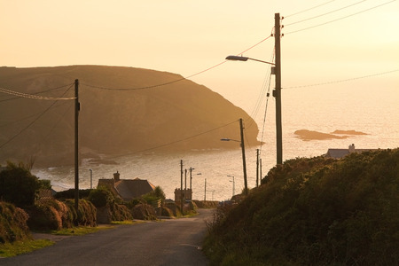Evening in Portreath village, Cornwall, UK.の写真素材