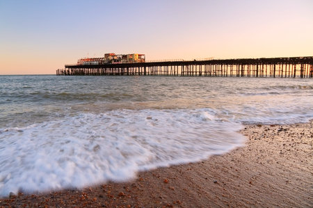 Pier in Hastings after fire in 2010, East Sussex, UK.の写真素材