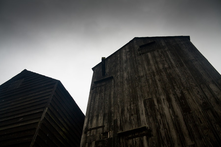 Net  huts ? unique historic wooden architecture in Hastings harbour, UKの写真素材