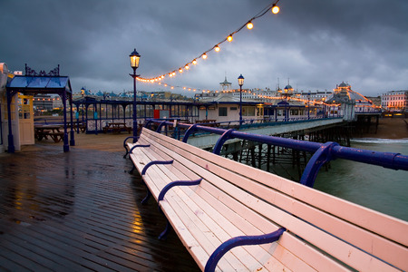 Eastbourne pier at dusk, United Kingdom.の写真素材