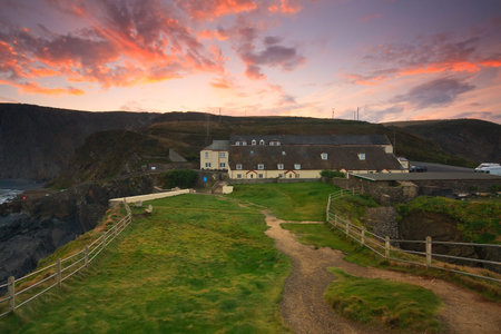 Hartland Quay pub and hotel, Devon, UK.の写真素材