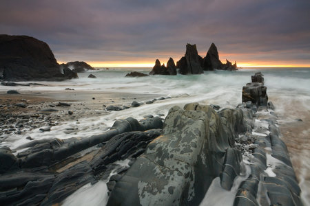 Beach near Duckpool in Cornwall, UK.