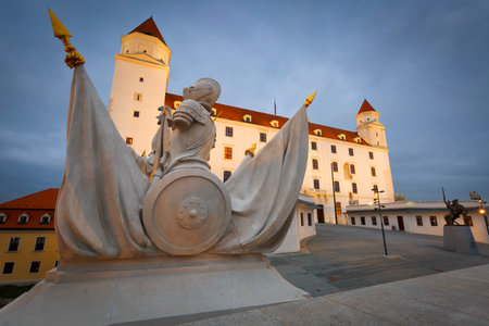 Statue on the gate in front of Bratislava castle.のeditorial素材