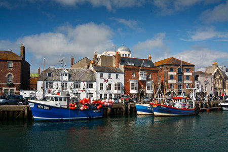Fishing harbour in Weymouth, Dorset, UK.のeditorial素材