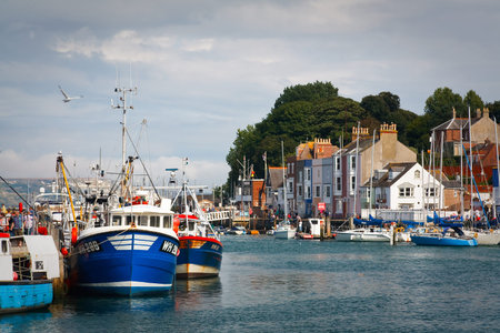 Fishing harbour in Weymouth, Dorset, UK.