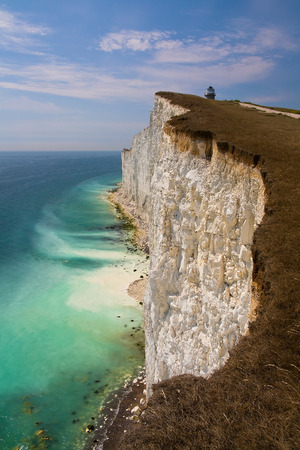 Cliff erosion at Seven Sisters cliffs in East Sussex, UK.の写真素材