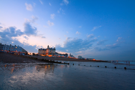 Eastbourne seafront in the evening, East Sussex, UK.の写真素材