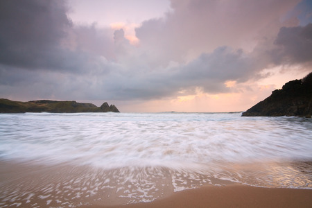 Beach in Threecliff Bay, Wales, UK.の写真素材