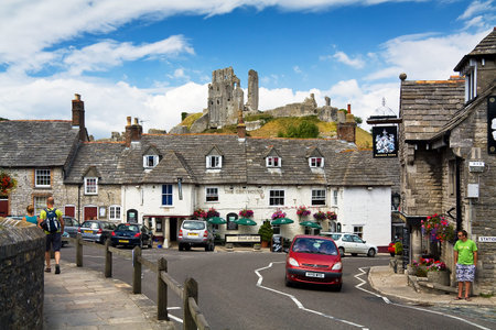 Square in Corfe village in Purbeck Island, Dorset, UK.